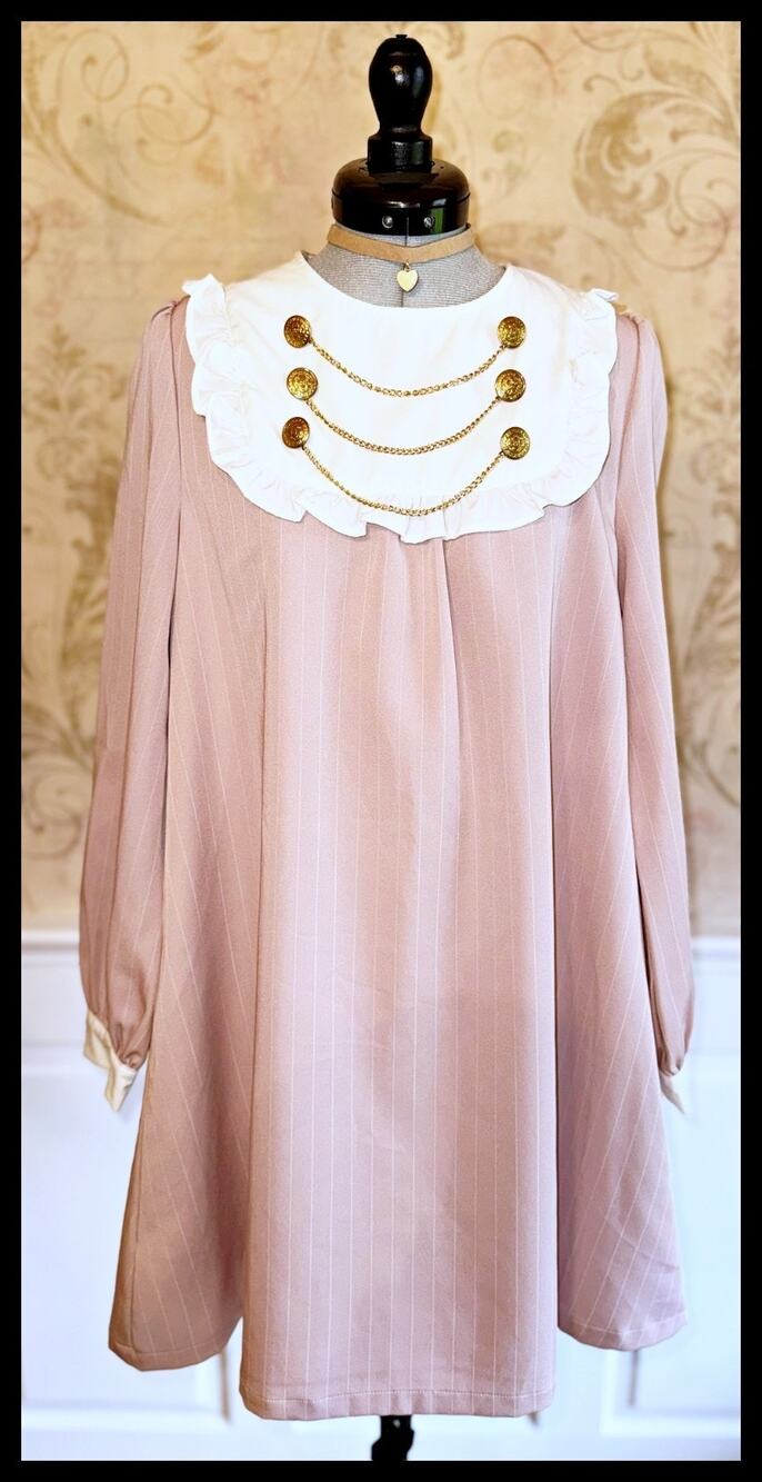 Ank Rouge Pink Napoleon Striped Mini Dress Size M Jirai Kei Japan J Fashion